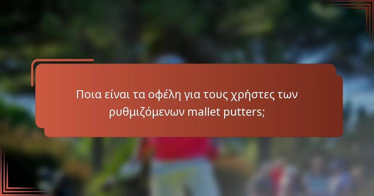 Ποια είναι τα οφέλη για τους χρήστες των ρυθμιζόμενων mallet putters;