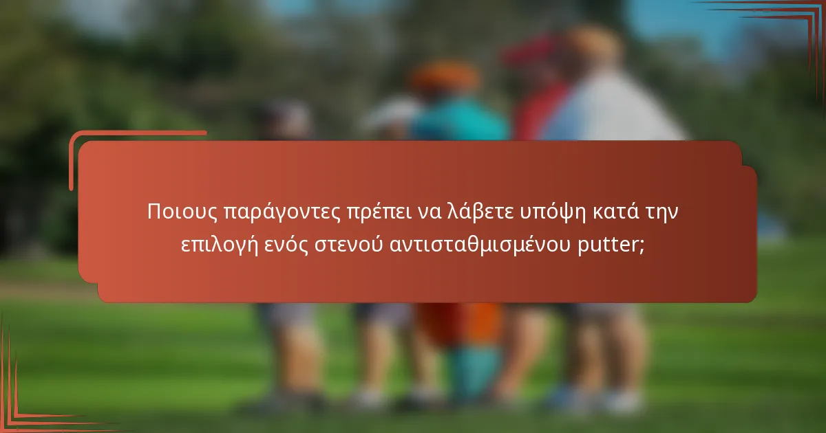 Ποιους παράγοντες πρέπει να λάβετε υπόψη κατά την επιλογή ενός στενού αντισταθμισμένου putter;