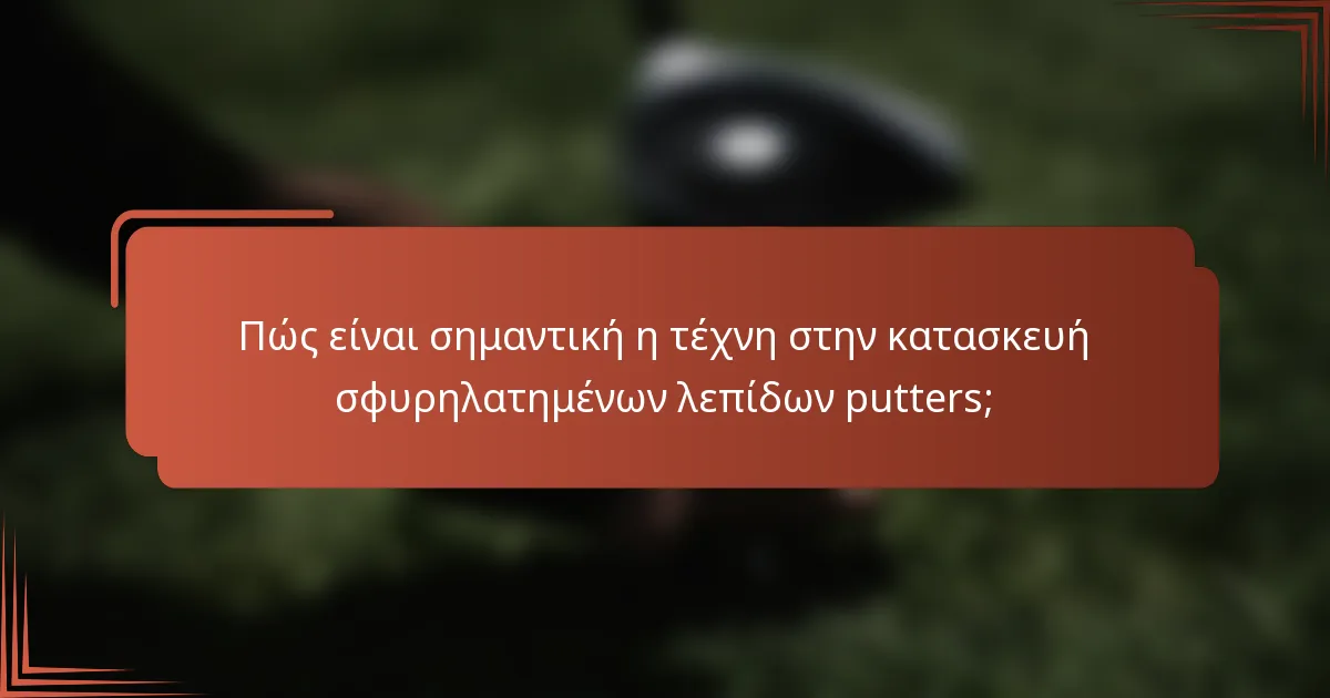 Πώς είναι σημαντική η τέχνη στην κατασκευή σφυρηλατημένων λεπίδων putters;