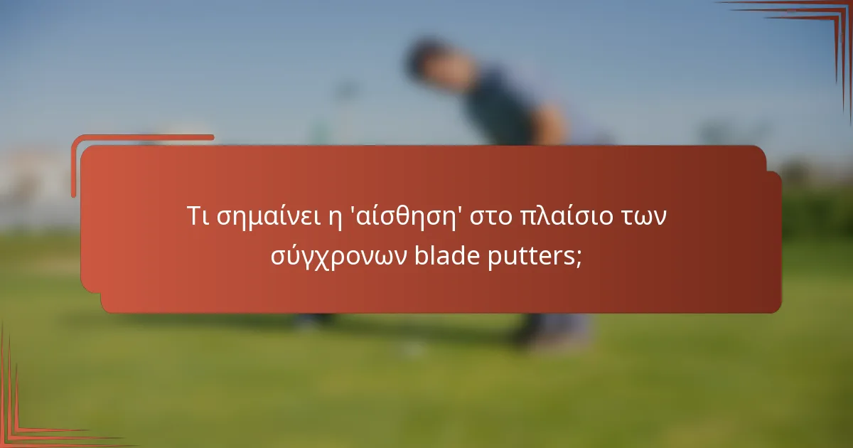 Τι σημαίνει η 'αίσθηση' στο πλαίσιο των σύγχρονων blade putters;